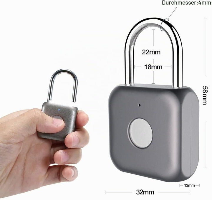 Fingerabdruck Vorhängeschloss eLinkSmart kleines Smart Vorhängeschloss schlüsselloses Schloss für Sp