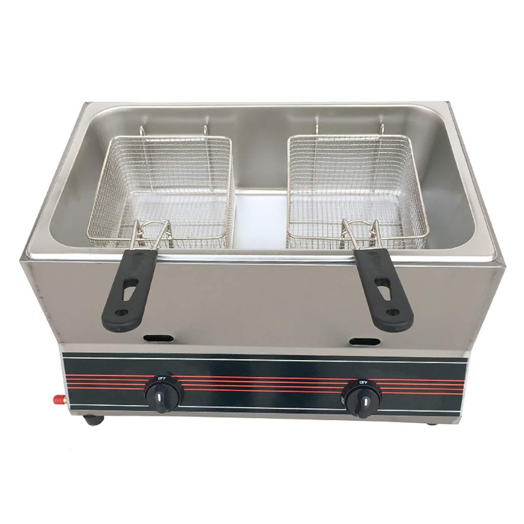 Deep Fryer Gas Fritteuse 22L Doppel-Zylinder-grosse Kapazitäts-Friteuse Edelstahl Material Infrarot-