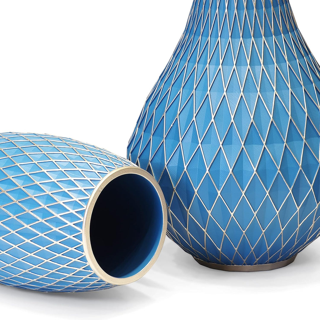 Suanti Dekorative Blumenvase, Blau und Gold Vase, Heimdekoration, Einweihungsgeschenk, mit Diamantmu