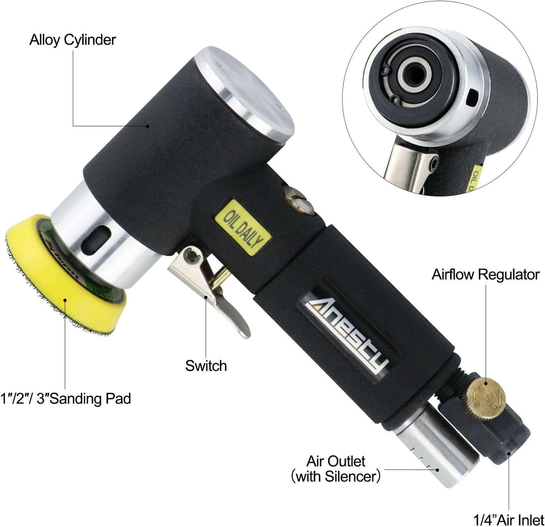 Mini Druckluft Poliermaschine Exzenterschleifer Schleifmaschine Polierer 25mm 50mm 75mm Schleifschei
