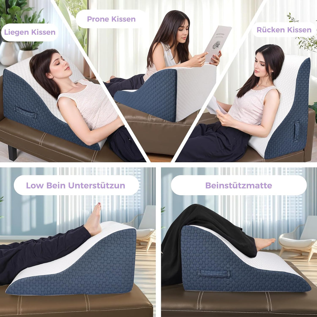 Babenest Kurvenform Keilkissen, Ergonomisches Orthopädisches Rückenkissen Hochdichter Schaumstoff Vi