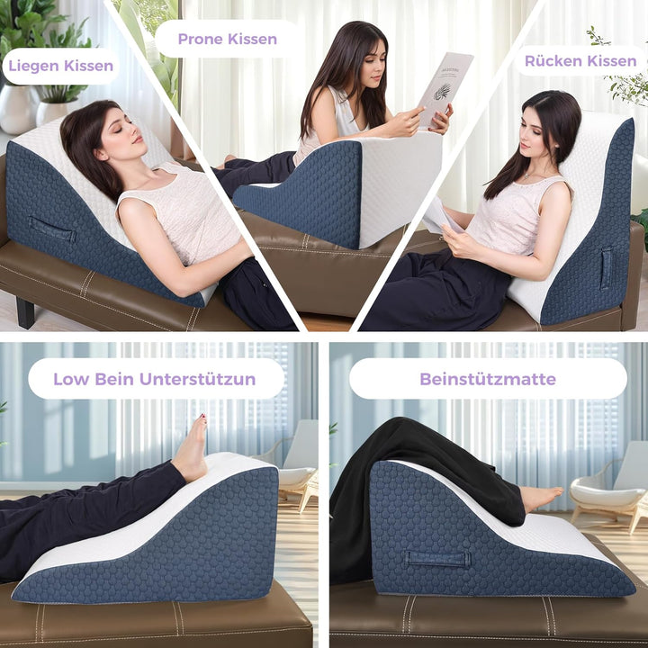 Babenest Kurvenform Keilkissen, Ergonomisches Orthopädisches Rückenkissen Hochdichter Schaumstoff Vi