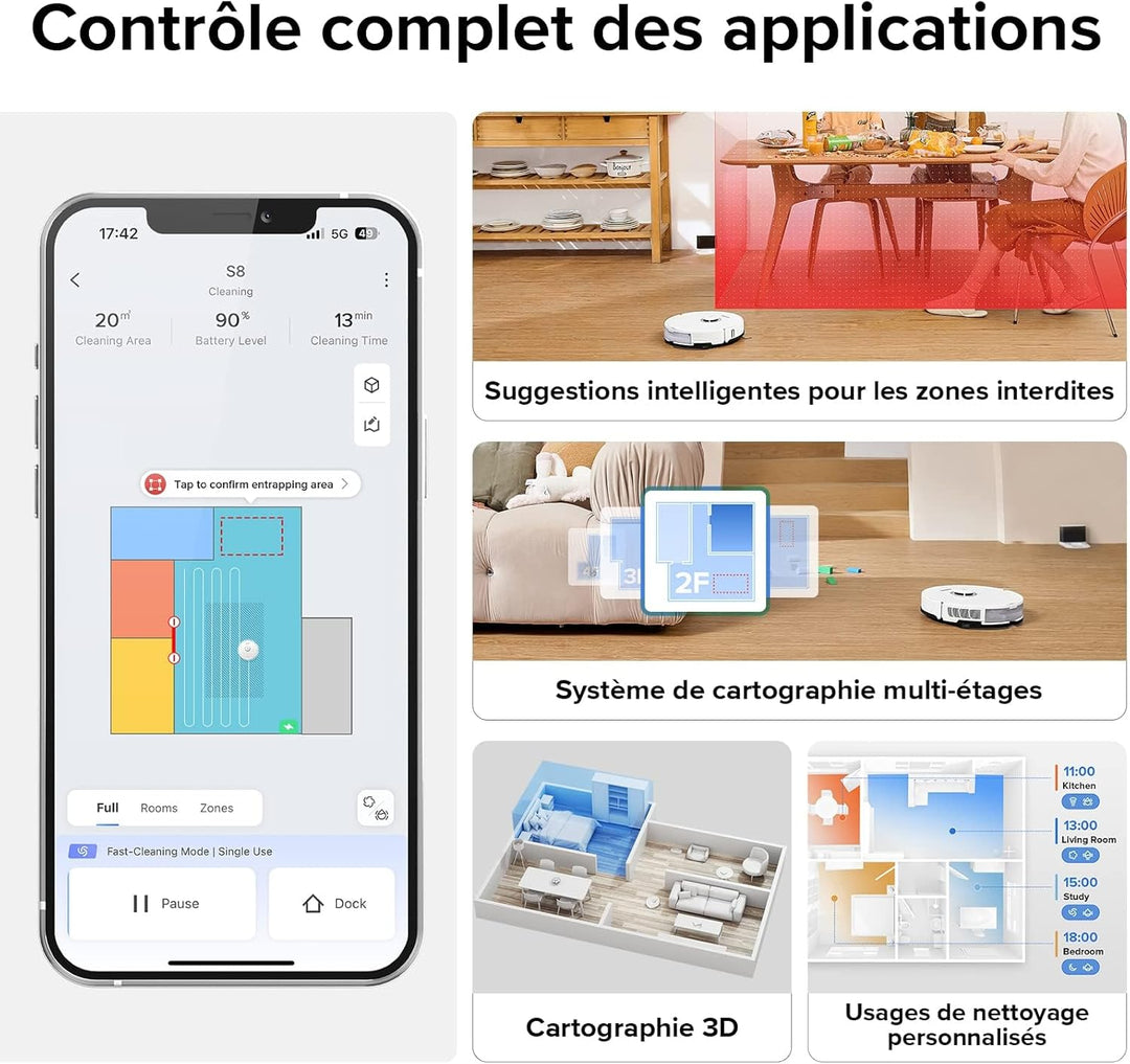 roborock S7 Saug- und Wischroboter (Saugleistung 2500Pa, 180min Akkulaufzeit, 470ml Staubbehälter, 3
