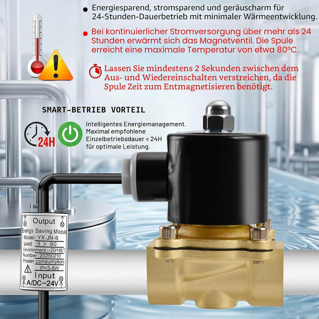 Heschen Messing Elektrisches Magnetventil, 2W-200-20J, PT3/4'', DC24V, Direct Action Wasser Air, Nor