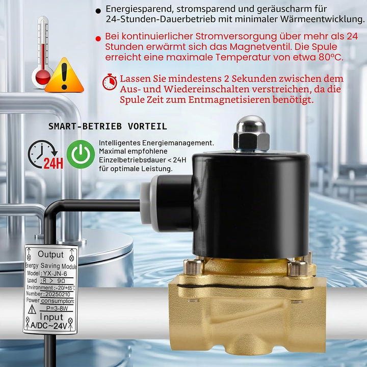 Heschen Messing Elektrisches Magnetventil, 2W-200-20J, PT3/4'', DC24V, Direct Action Wasser Air, Nor
