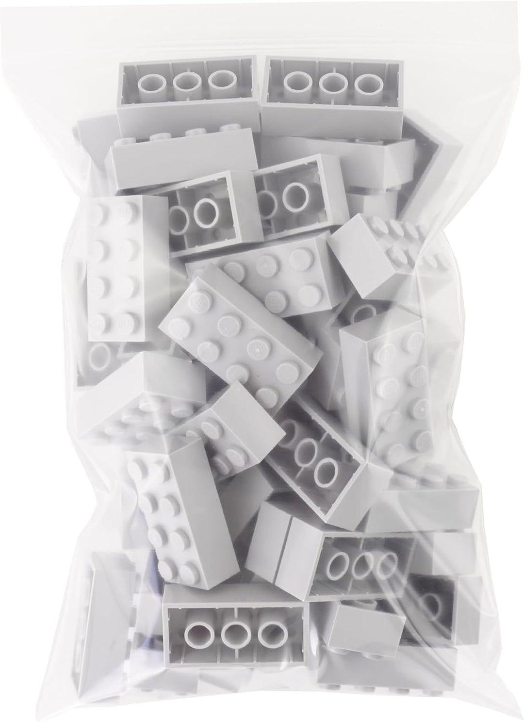 LEGO CITY - 50 Steine im seltenen neuen hellgrau mit 2x4 Noppen + 1 goldener Helm - BASIC STEINE