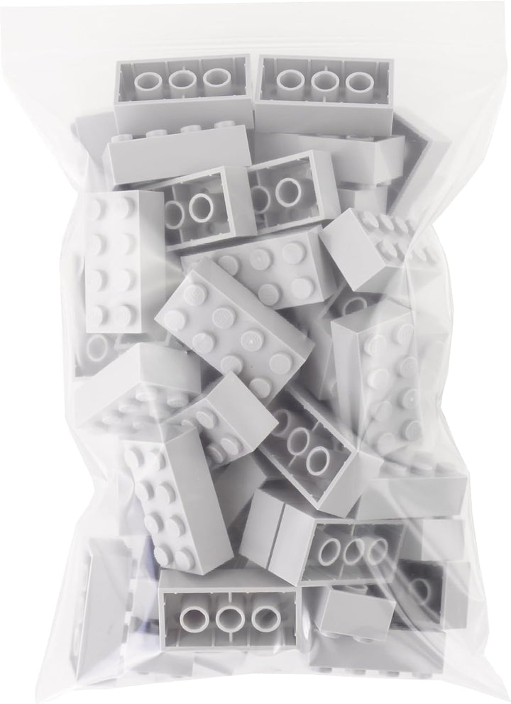 LEGO CITY - 50 Steine im seltenen neuen hellgrau mit 2x4 Noppen + 1 goldener Helm - BASIC STEINE