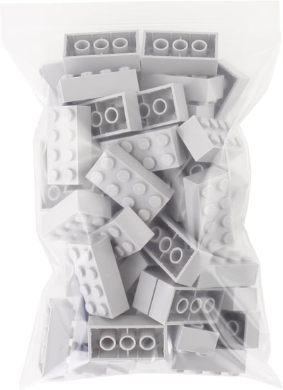 LEGO CITY - 50 Steine im seltenen neuen hellgrau mit 2x4 Noppen + 1 goldener Helm - BASIC STEINE