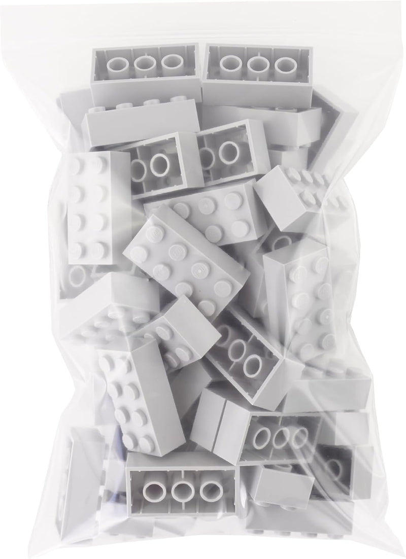 LEGO CITY - 50 Steine im seltenen neuen hellgrau mit 2x4 Noppen + 1 goldener Helm - BASIC STEINE