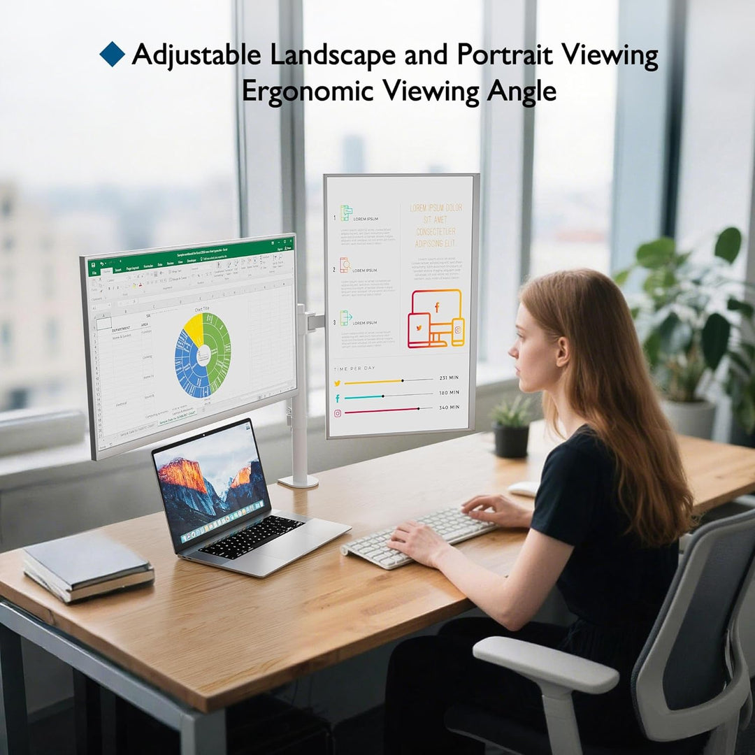 BONTEC Monitor Halterung 2 Monitore für 13-27 Zoll Flach & Curved Bildschirm, Monitor Tischhalterung