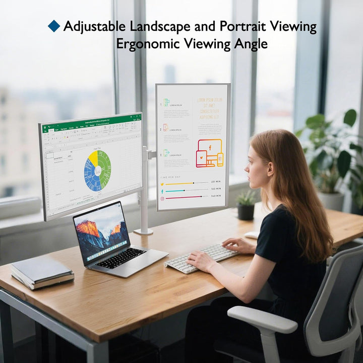 BONTEC Monitor Halterung 2 Monitore für 13-27 Zoll Flach & Curved Bildschirm, Monitor Tischhalterung