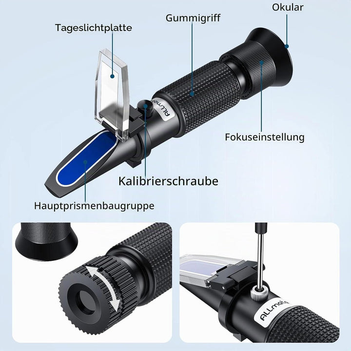 Refraktometer Bier 0–32% Brix Refraktometer für die Bierherstellung ATC mit Zwei Skalen Gewicht der