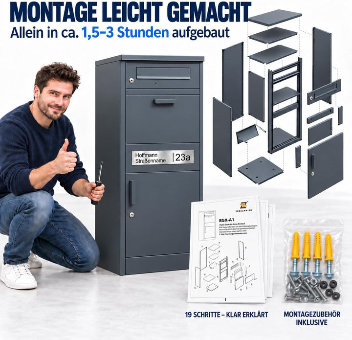 Zedelmaier Paketbox, personalisiert mit grossem lasergraviertem Namensschild