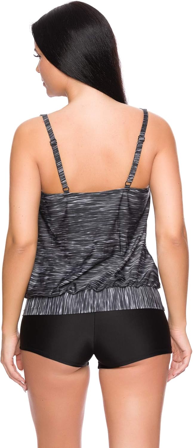 Octopus 3tlg. Damen Oversize Tankini Set zum Kombinieren! 2 Oberteile und 1 Hotpants f5495 64 Oberte