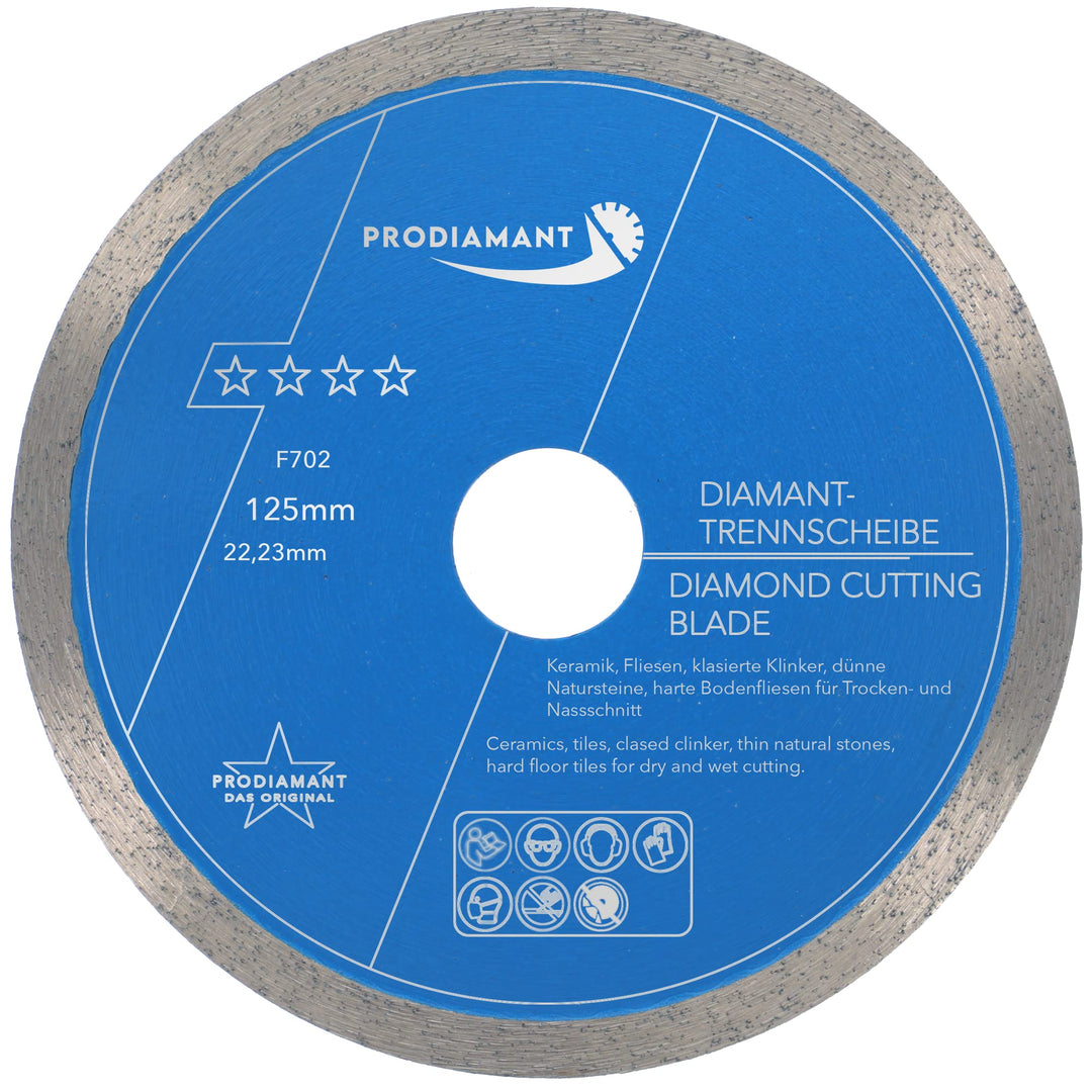 PRODIAMANT Profi Diamant-Trennscheibe PRORIM 125 mm x 22,23 mm kein ausbrechen bei glasierten Fliese