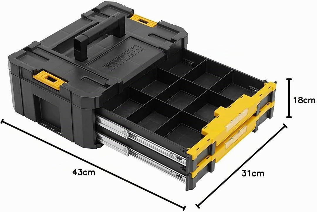 Kompakter Werkzeugkasten mit sicheren Verriegelungen, robuster Bauweise und modularem Design Ideal f