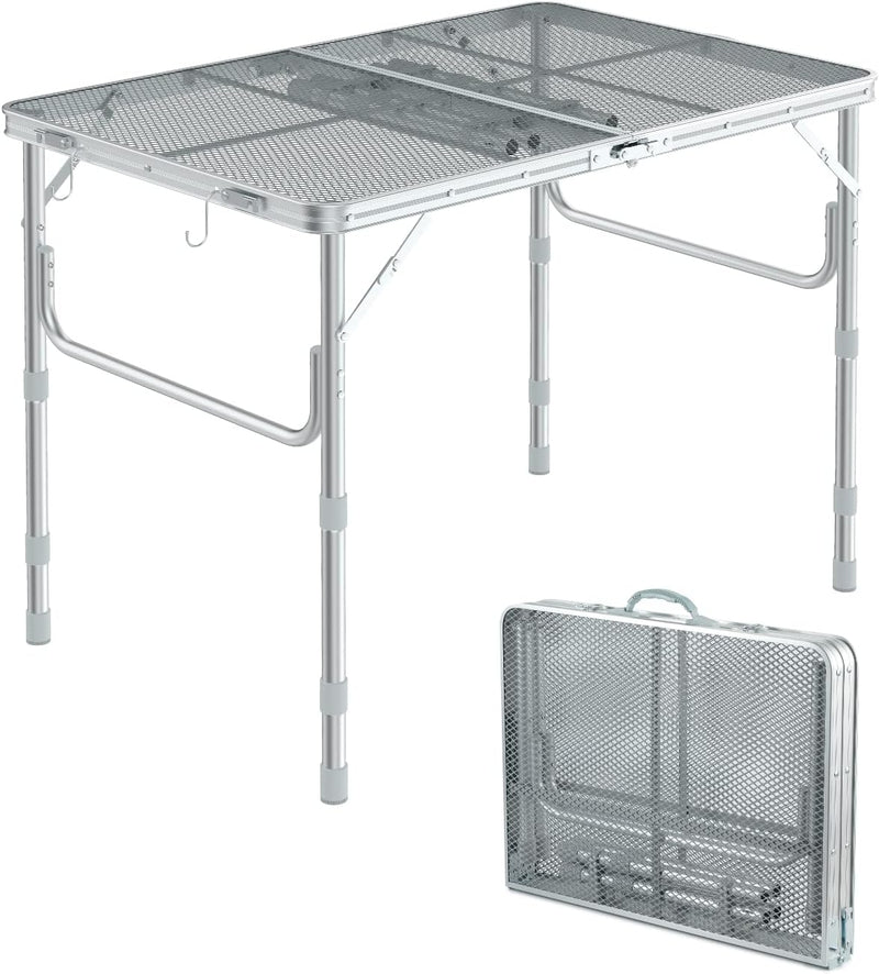 Sportneer Grilltisch Outdoor Klappbar 90×60cm - Campingtisch Klappbar 3 Höhenverstellbar Gartentisch