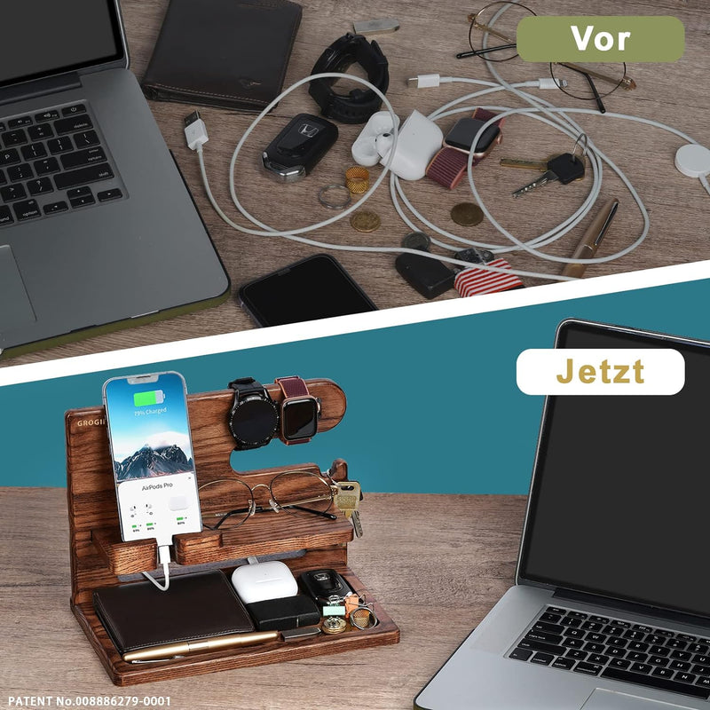 Weihnachtsgeschenke für Männer Schreibtisch Organizer Holz, Geschenke für Ihn Papa Bruder Weihnachte