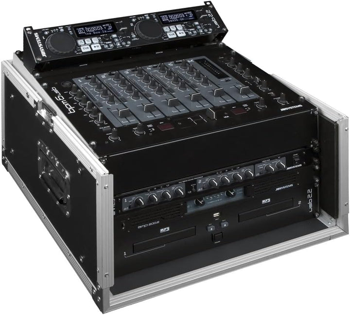 JV Case Professionelles (19 Zoll) DJ Flightcase stabiler 9mm Sperrholz Konstruktion mit abnehmbarem