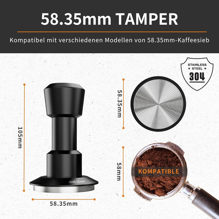 Tamper 58.35mm Kaffee Espresso Tamper 4-Feder-System für Barista Zubehör 25-35lbs Einstellbarer Anpr