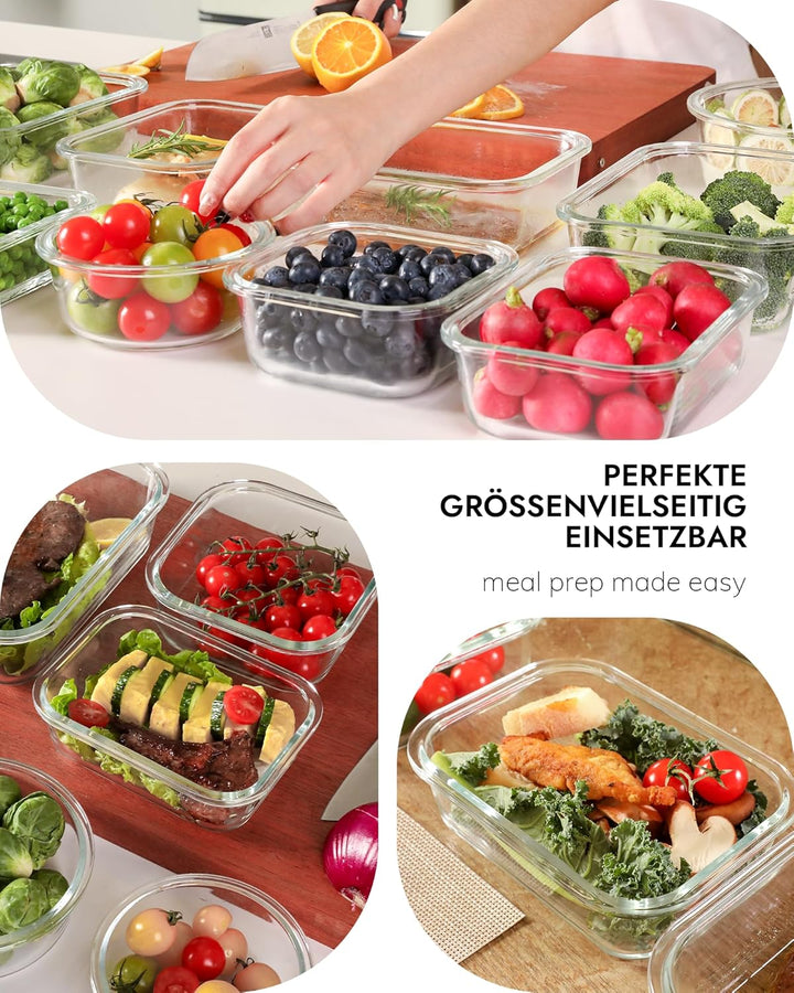 BOROHOUSE Vorratsdosen Glas 2er Set 630ml – Glas Frischhaltedosen mit Glasdeckel, luftdicht & BPA-fr