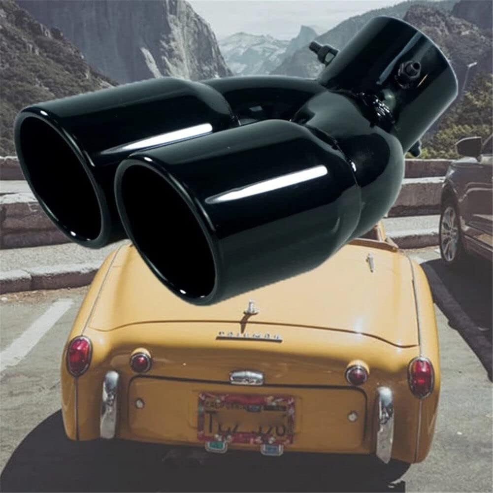 URFEDA 63mm Auspuffblende Doppelrohr Auto Universell Auspuff Schalldämpfer Endrohr Edelstahl Auspuff