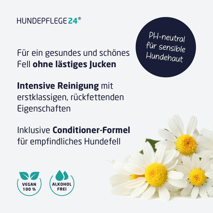 Natürliches Hundeshampoo gegen Juckreiz 3in1 - Mit Fellglanzformel und integriertem Conditioner - Un