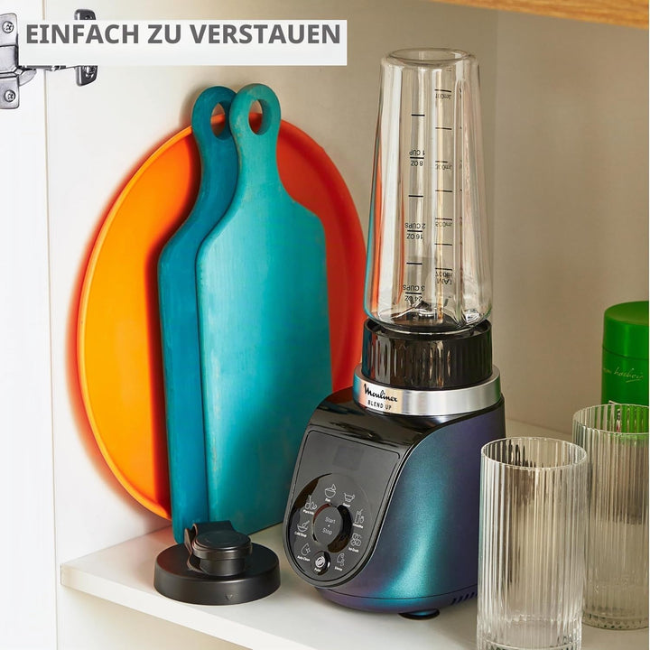 Moulinex Blend Up, leistungsstarker Mini-Standmixer, 1000 W, 8 automatische Programme, LM19H4F0 Crus