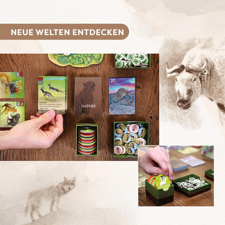 HABA Nature – Spannendes Ökosystem Brett- und Kartenspiel – Strategisches Spiel für 2–4 Spieler mit