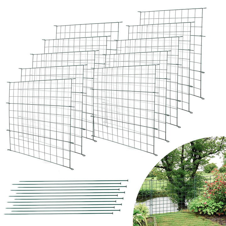Gimisgu Teichzaun Gartenzaun 22tlg Set Zaun Teich mit 10 Zaunelemente und 12 Befestigungsstäben, Gar