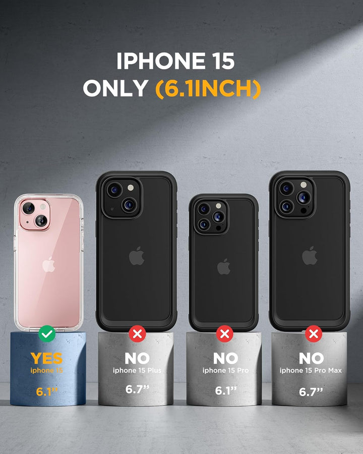 Miracase 360 Grad für iPhone 15 Hülle mit Eingebaut Glas Schutzfolie und Kameraschutz, Stossfest Kom