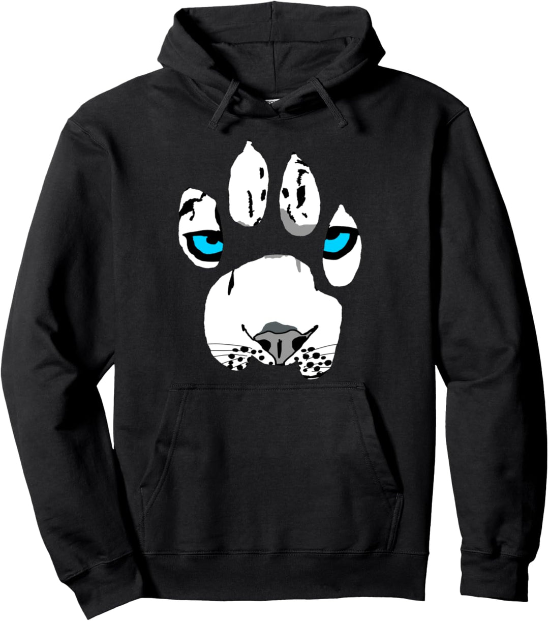 Schneeleopard Pfote Schnee Leopard Pfotenabdruck Pullover Hoodie