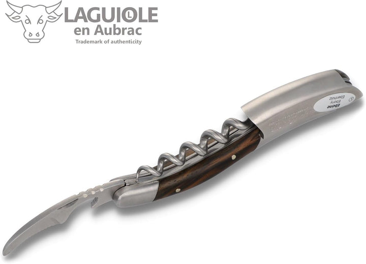 Laguiole en Aubrac Kellnermesser - Makassar Ebenholz - Edelstahl matt - Weinöffner Sommelierbesteck