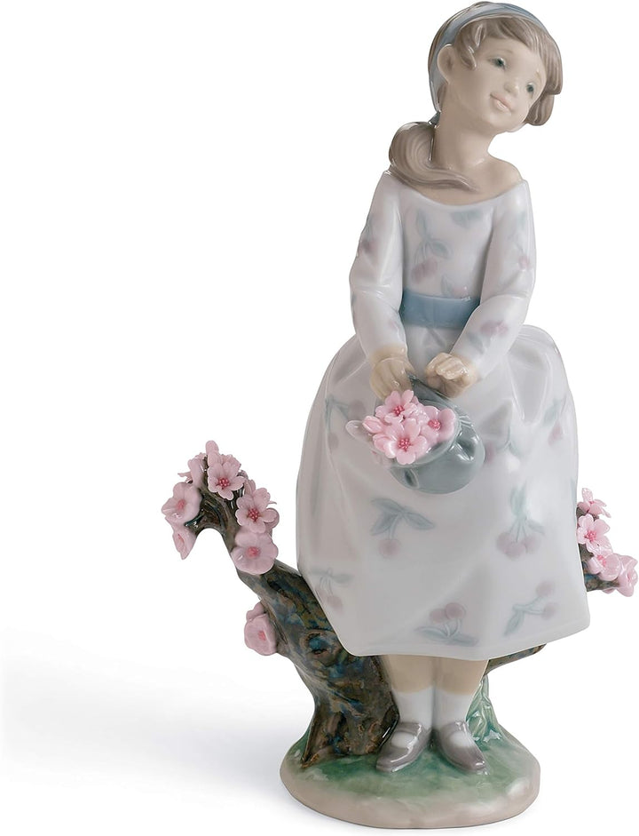 LLADRÓ Mädchen-Figur Blühende Jahreszeit Mädchen. Mädchen Mit Blumen. Porzellan.