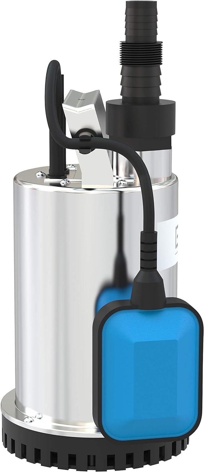 Güde 94606 GFS 4000 INOX Flachsaugerpumpe Tauchpumpe (400W, 700 l/h Fördervolumen, IG 1 ½“ Anschluss