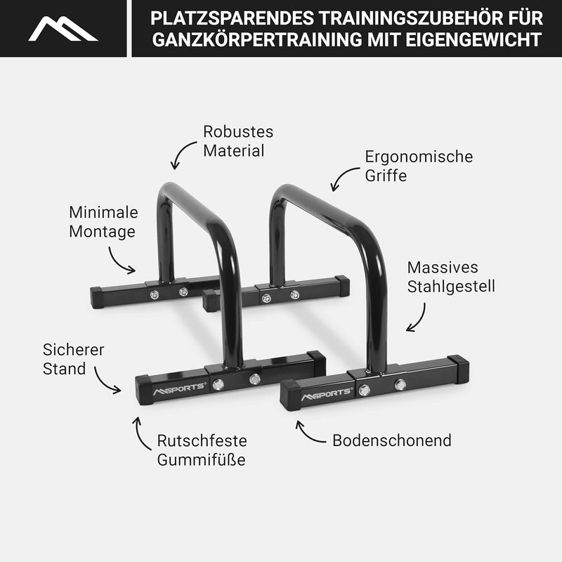 MSPORTS Low Fitness Parallettes Minibarren Professional LxBxH: 60x35x29 cm| Push-Up Bars Liegestützg