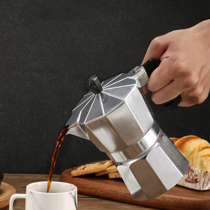 Espressokocher, Premium Italienische Kaffeekocher Aluminium Espressokocher für Gas oder Elektro Kera