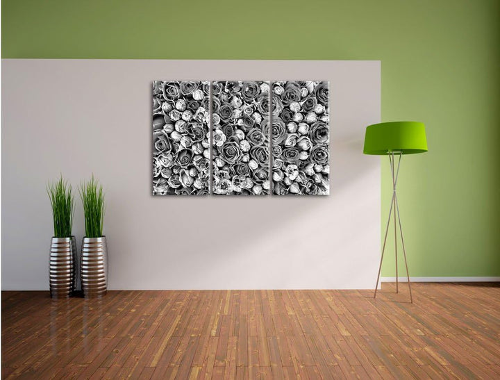 Pixxprint Blumen als Leinwandbild/Grösse: 3 Teilig (120x80) cm/Wandbild/Kunstdruck/fertig bespannt