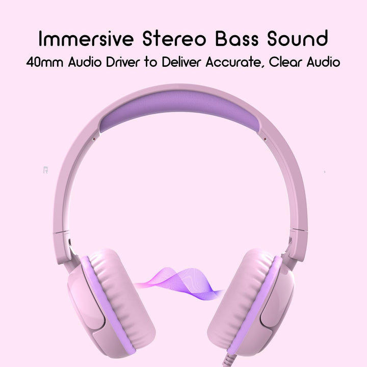 IMYB Kinder kopfhörer, Kopfhörer für Kinder mit Kabel, faltbar, Stereo Sound, Sichere Lautstärkebegr