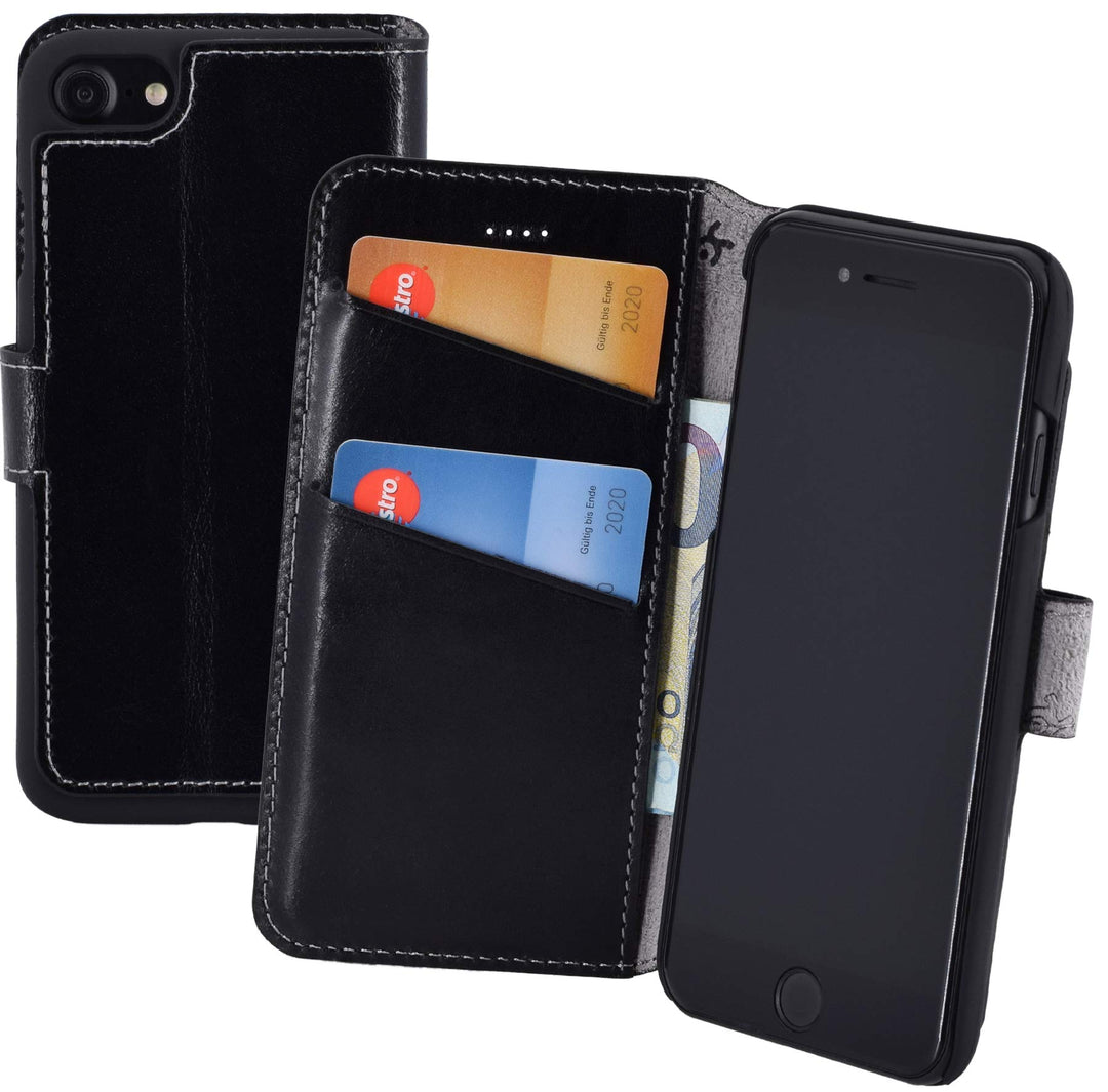 Suncase Origina Book-Style (Slim-Fit) kompatibel mit iPhone SE 2020 Ledertasche Leder Etui Tasche Ha