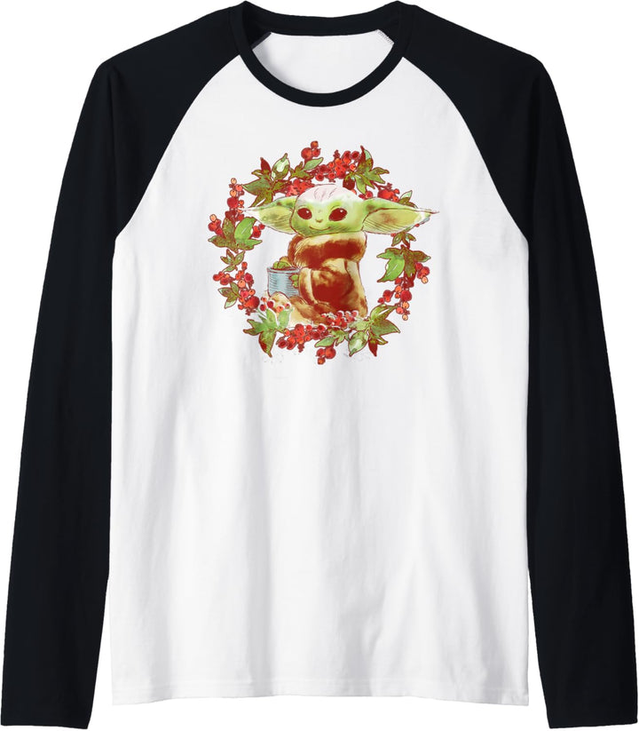 Star Wars Mandalorian The Child Holly Wreath Raglan
