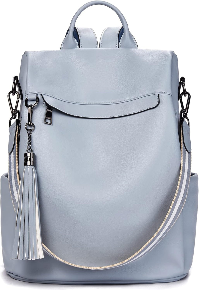 BOSTANTEN Damen Rucksack Leder Anti Diebstahl Reiserucksack 2 in 1 Schultertasche Gross Blau 1-blau2