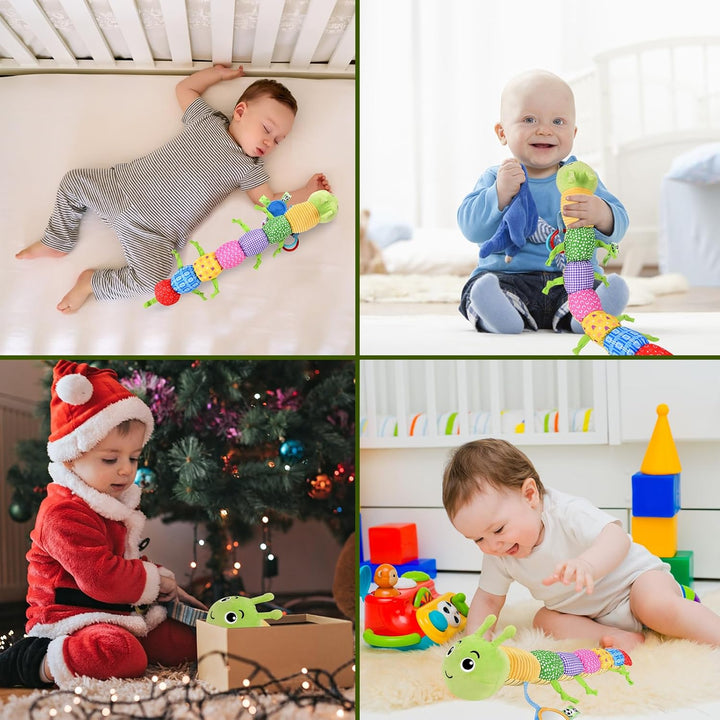 Herenear Baby Musical Raupe Kuscheltier, Raupe Plüschtier Spielzeug mit Lineal, Greifling zum Rassel