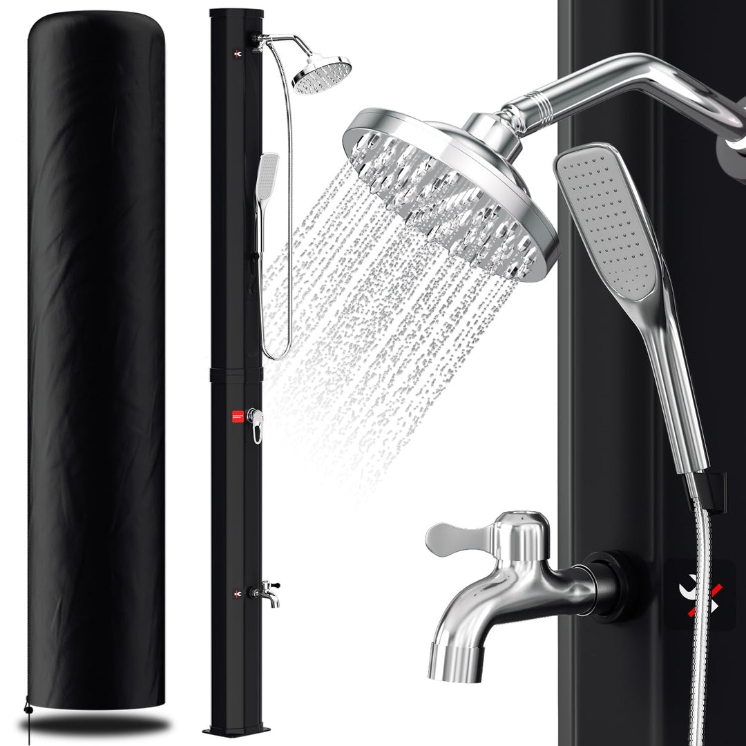 Vigevee Solardusche 35L Solar Gartendusche warmes Wasser Bis Zu 60°C ohne Stromanschluss Pooldusche