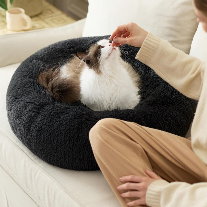 BEDSURE Katzenbett waschbar Flauschiges Hundebett - Ø 50 cm Rund Kissen, Katzenschlafplatz für Katze