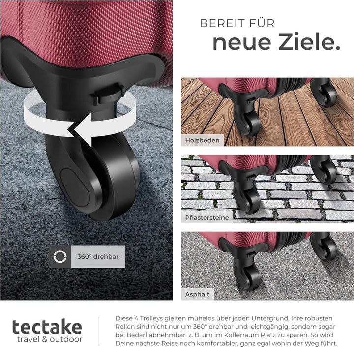 tectake® 4tlg. Hartschalenkoffer Set, Reisekoffer Set mit Rollen, Hartschale aus ABS, Koffer Set mit