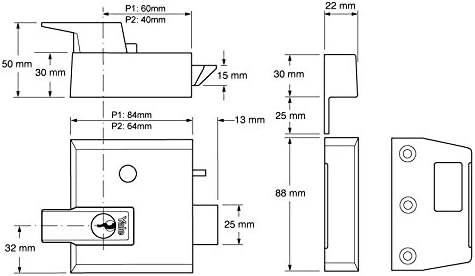 Yale P1 Doppelsicherheitsriegel, Dornmass 60 mm (Sichtverpackung), Messing Poliertes Messing, Polier