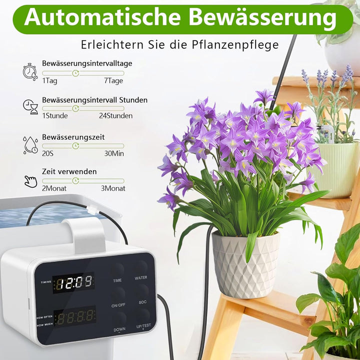 Automatische Bewässerung, Bewässerungssystem für 15 Topfpflanzen, Zeitgesteuertes Bewässerungssystem