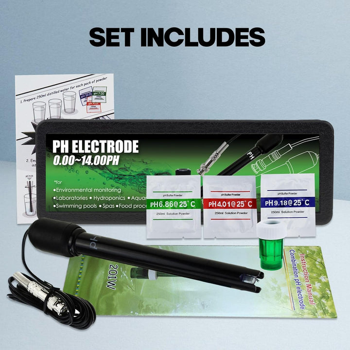 Lange Karosserie pH Elektrode mit BNC Steckdose Sonde 300cm Kabel 0-14pH für pH Meter, pH Regler pH