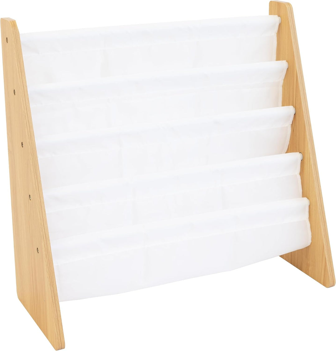 Tot Tutors Crew Kinder-Bücherregal Aus Holz mit 4 Taschen, Naturfarben und Weiss WO173 Natural White